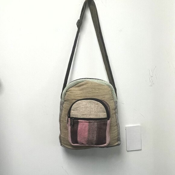 Multi Pocket Crossbody Bag Purse Made From Pure Hemp - Picture 1 of 7
